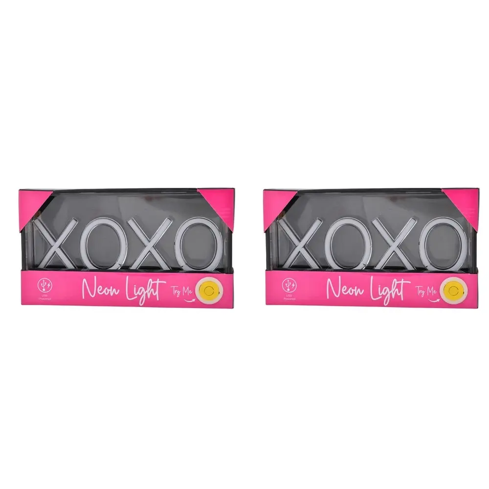 2x Gibson Gifts XOXO LED Neon Sign Light Stand Home/Room 23cm Tabletop Decor