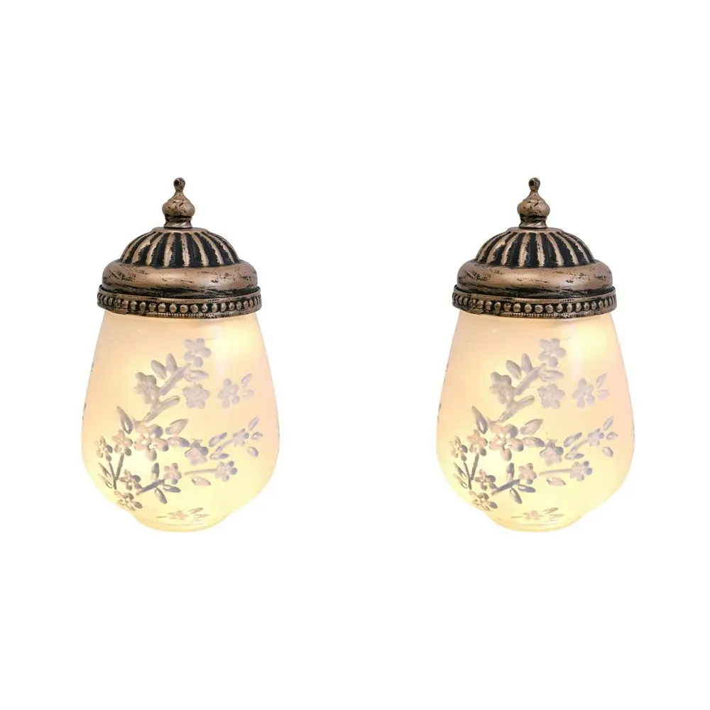 2x LVD Lantern LED Vine Frost Decorative Lighting Tabletop 14.5cm Home Decor