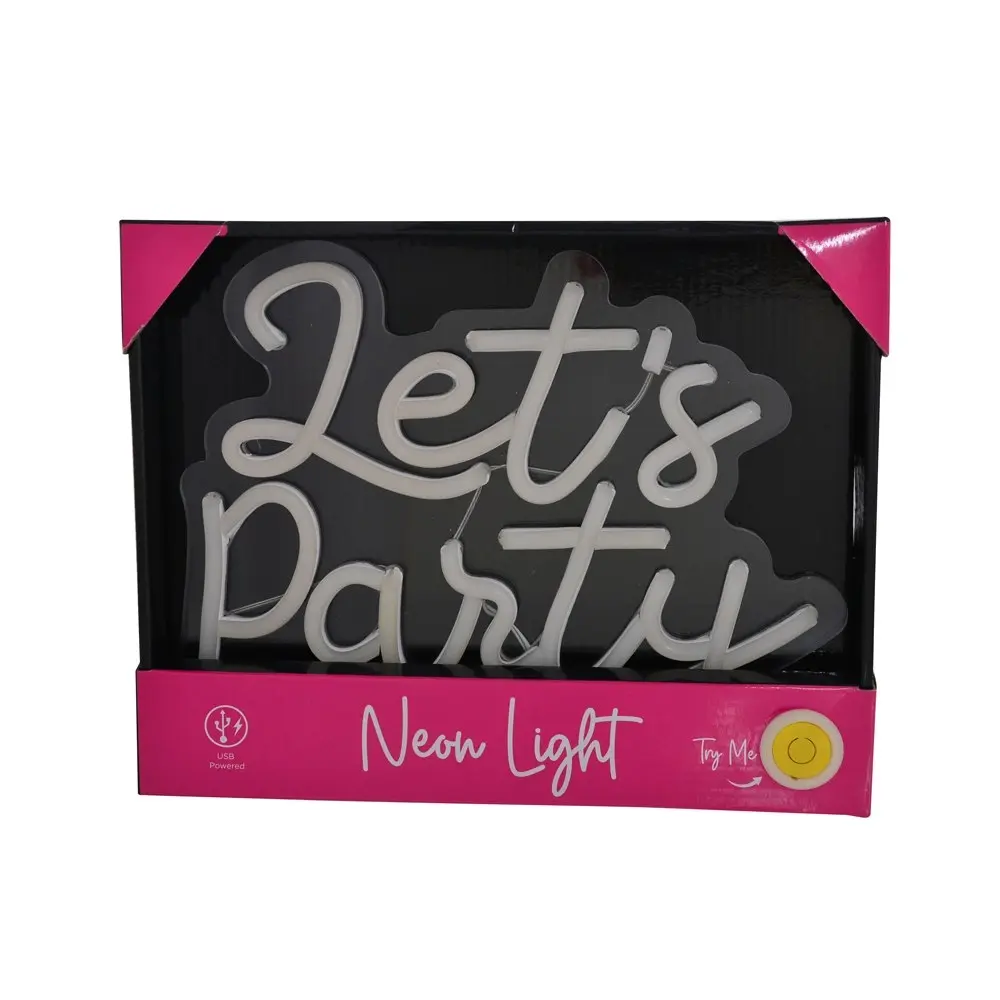 Gibson Gifts Lets Party LED Neon Sign Light Stand Home 27cm Tabletop Decor