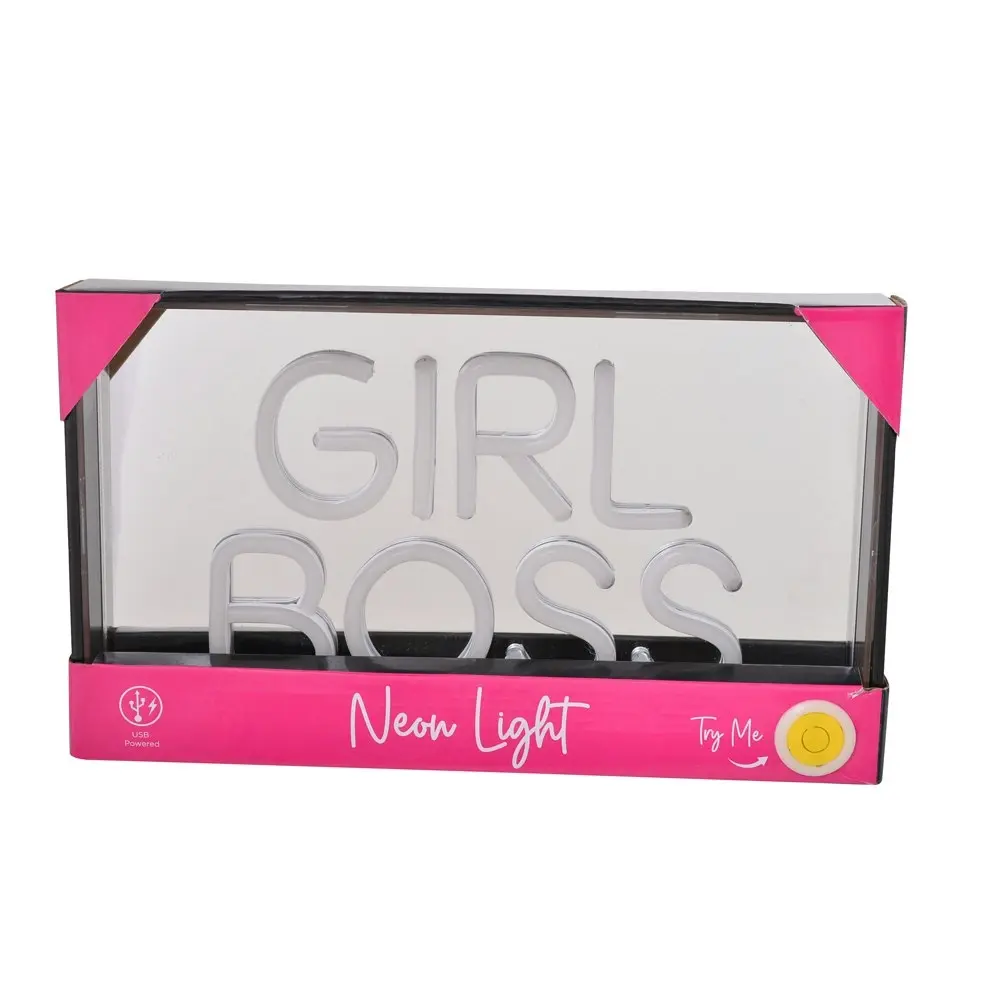 Gibson Gifts Girl Boss LED Neon Light Stand Home/Room 30cm Tabletop Decor