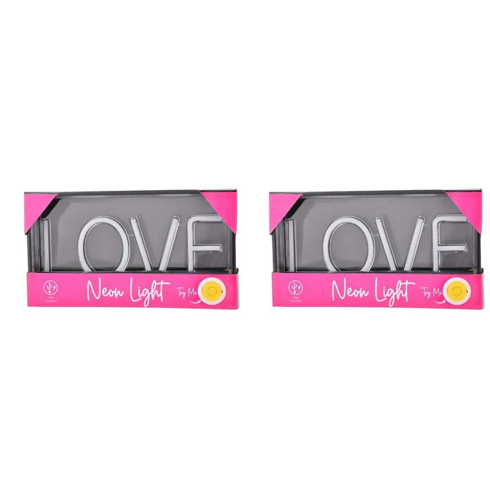 2x Gibson Gifts Love LED Neon Sign Light Stand Home/Room 23cm Tabletop Decor