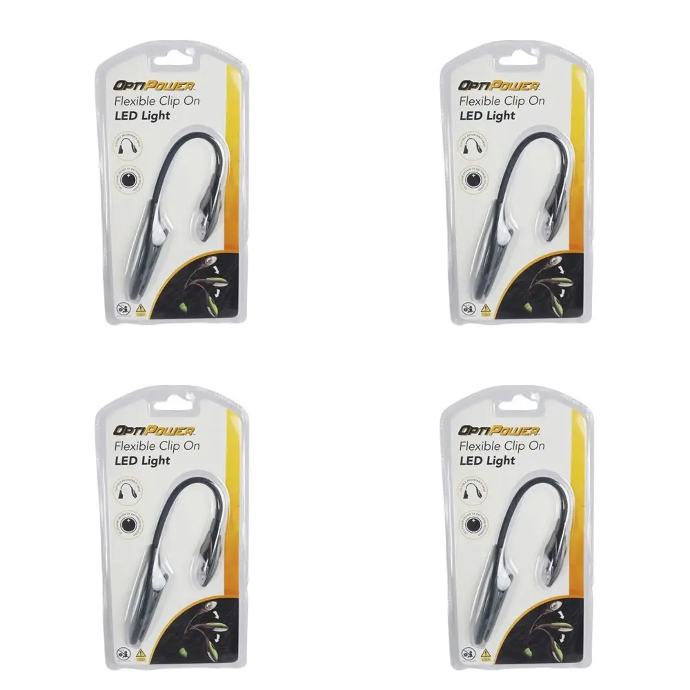 4x Opti Power Clip-On LED Reading Flexible Light A/C Bo NS0051 PMD0011 12x24cm