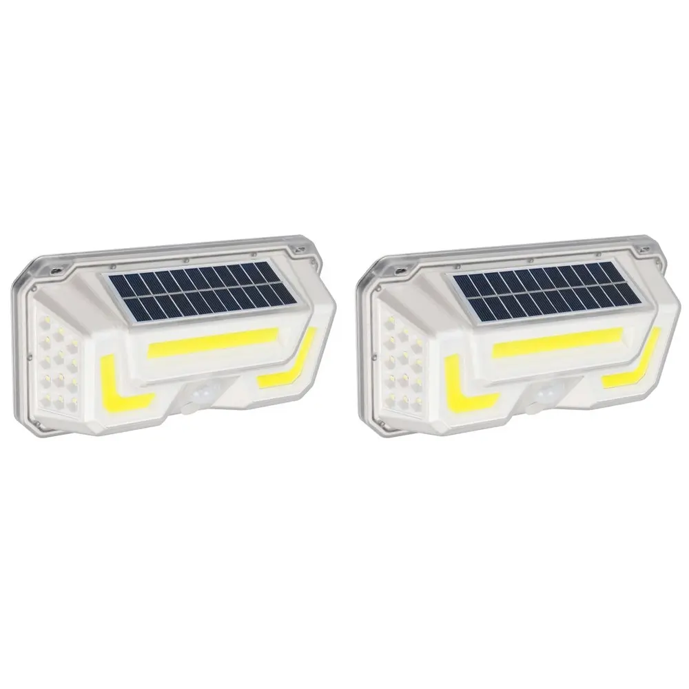 2x Solar Powered IP44 Super Bright Outdoor Motion Activated Light 600lm 23cm