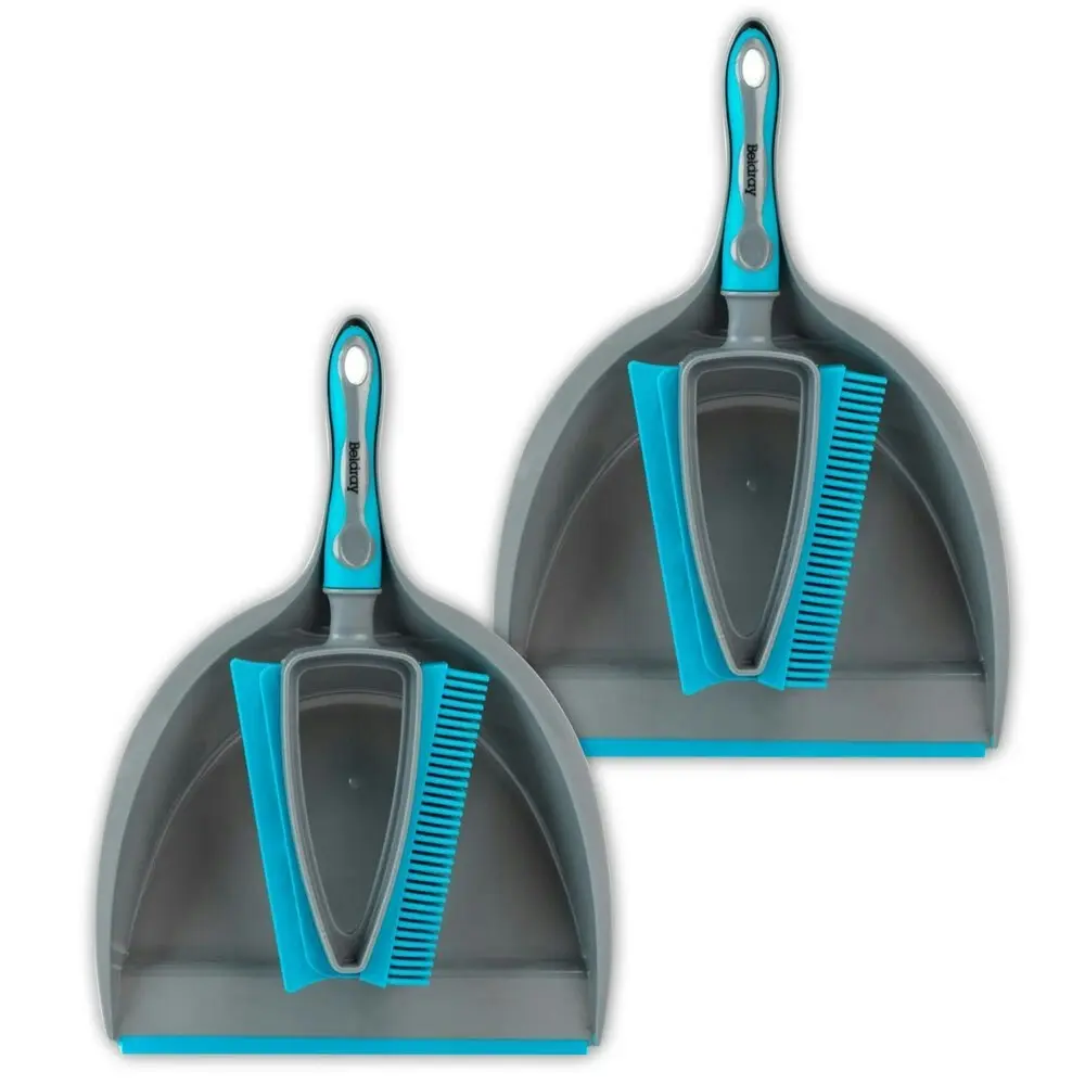 2x Beldray Pet Plus 2 In 1 Lift/Trap Dual Rubber Head Dustpan & Brush Cleaning