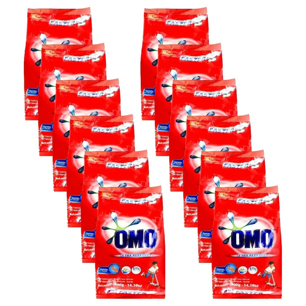 12x Omo Laundry Detergent Powder Ultra Fast Clean Hand Wash & Top Loader 400g