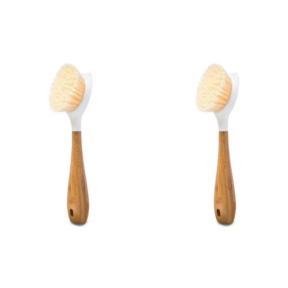 2x Full Circle Be Good Kitchen Dish/Plate Plastic Cleaning Brush w/ Handle White