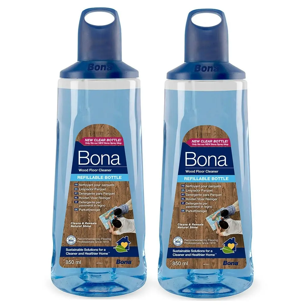 2x Bona 850ml Wood/Timber Floor Cleaner Refill Cartridge For New Spray Mop