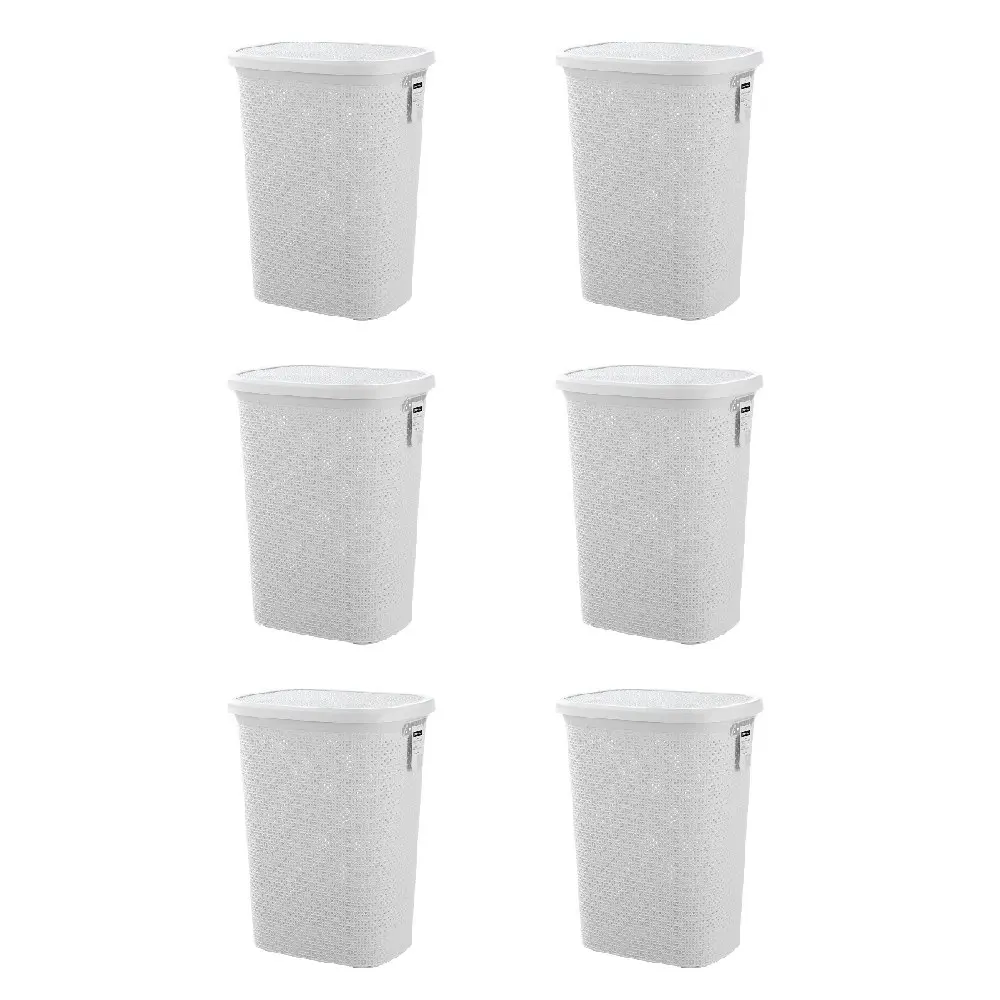 6x 2pc Boxsweden 62L Aero Laundry Hamper Lidded Clothes Storage 45x60cm Assort