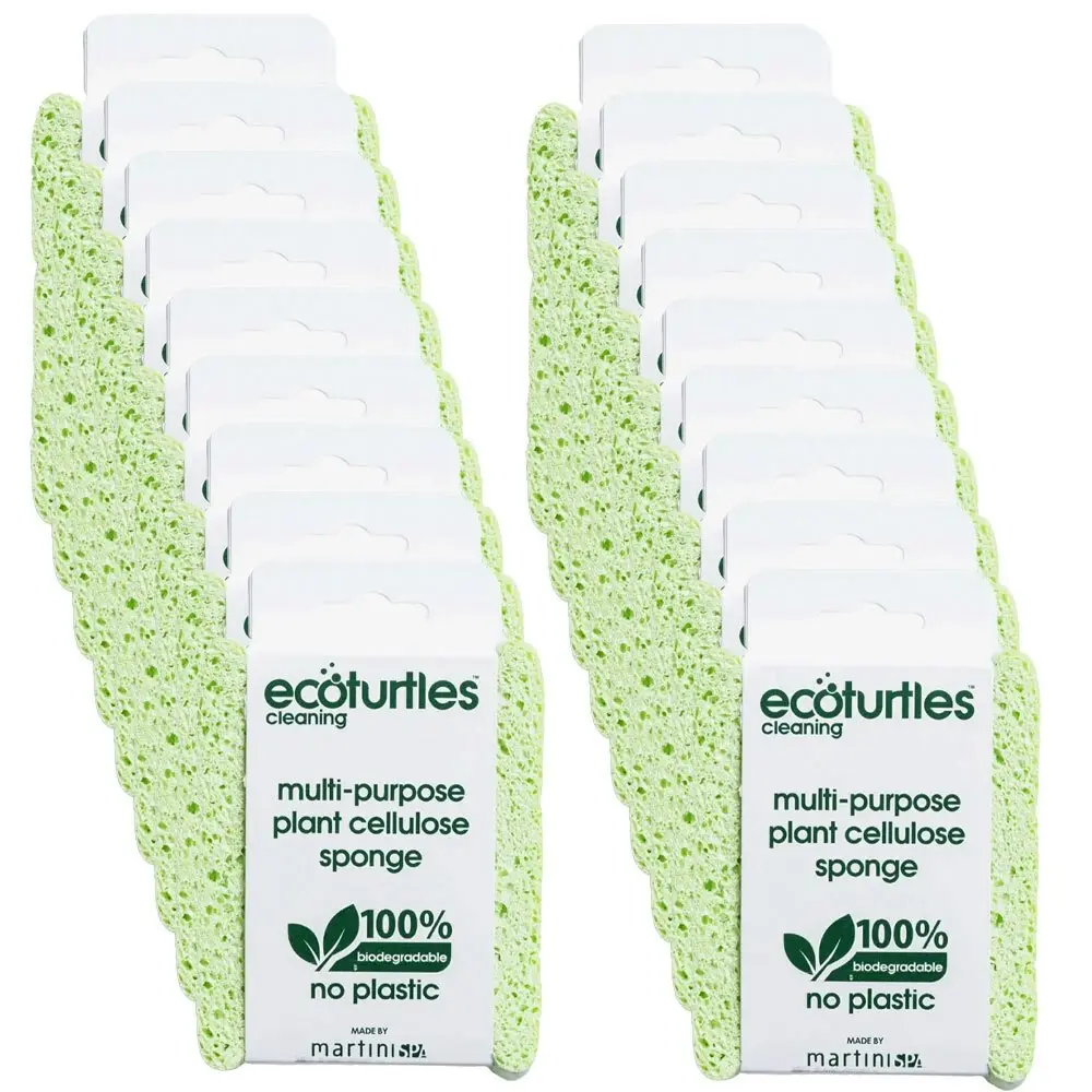 18x Eco Turtles Multipurpose Cellulose Sponge Home Kitchen/Bathroom Cleaning