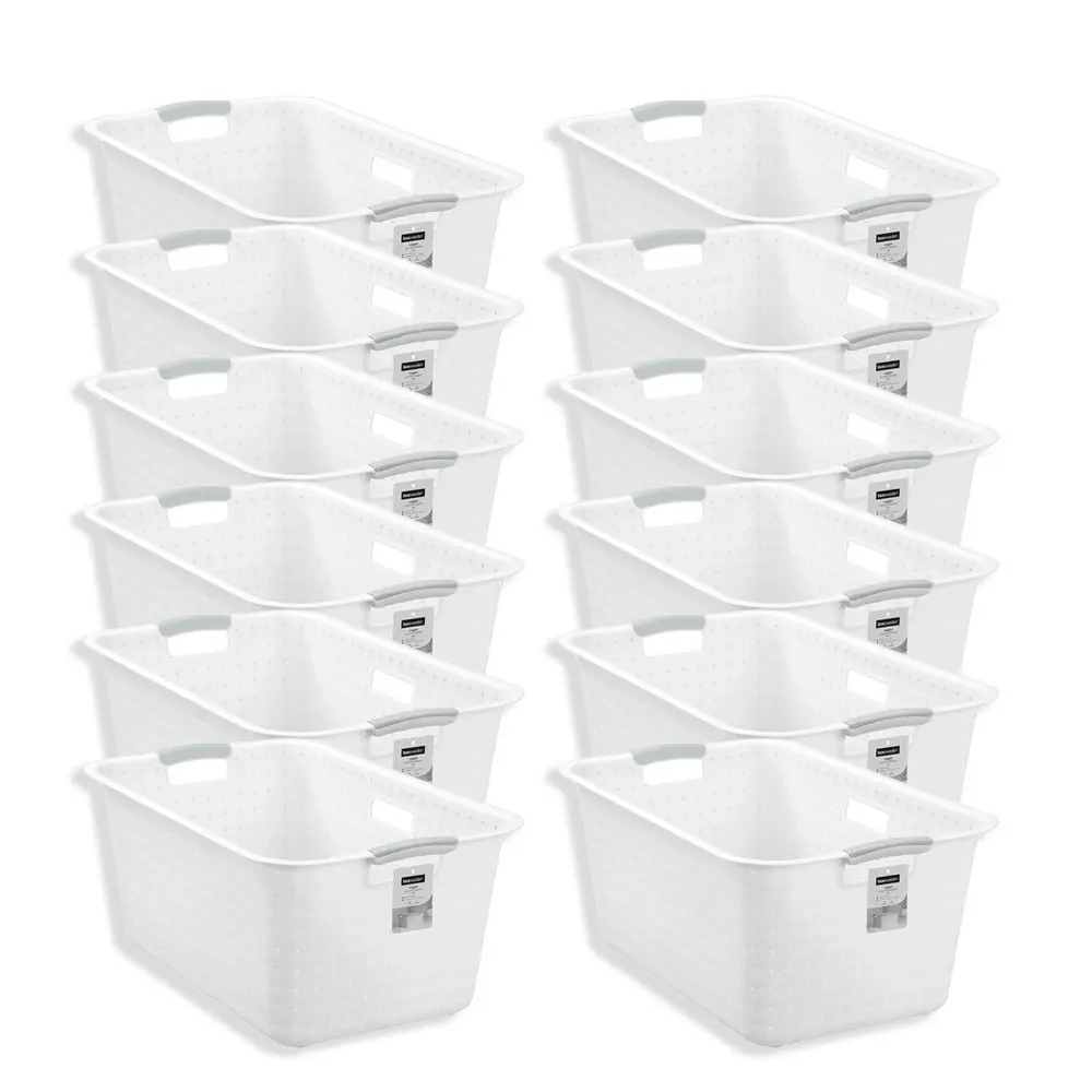 12x Boxsweden 45L Logan Laundry Basket Clothes Humper 59.5x39cm w/ Handle White