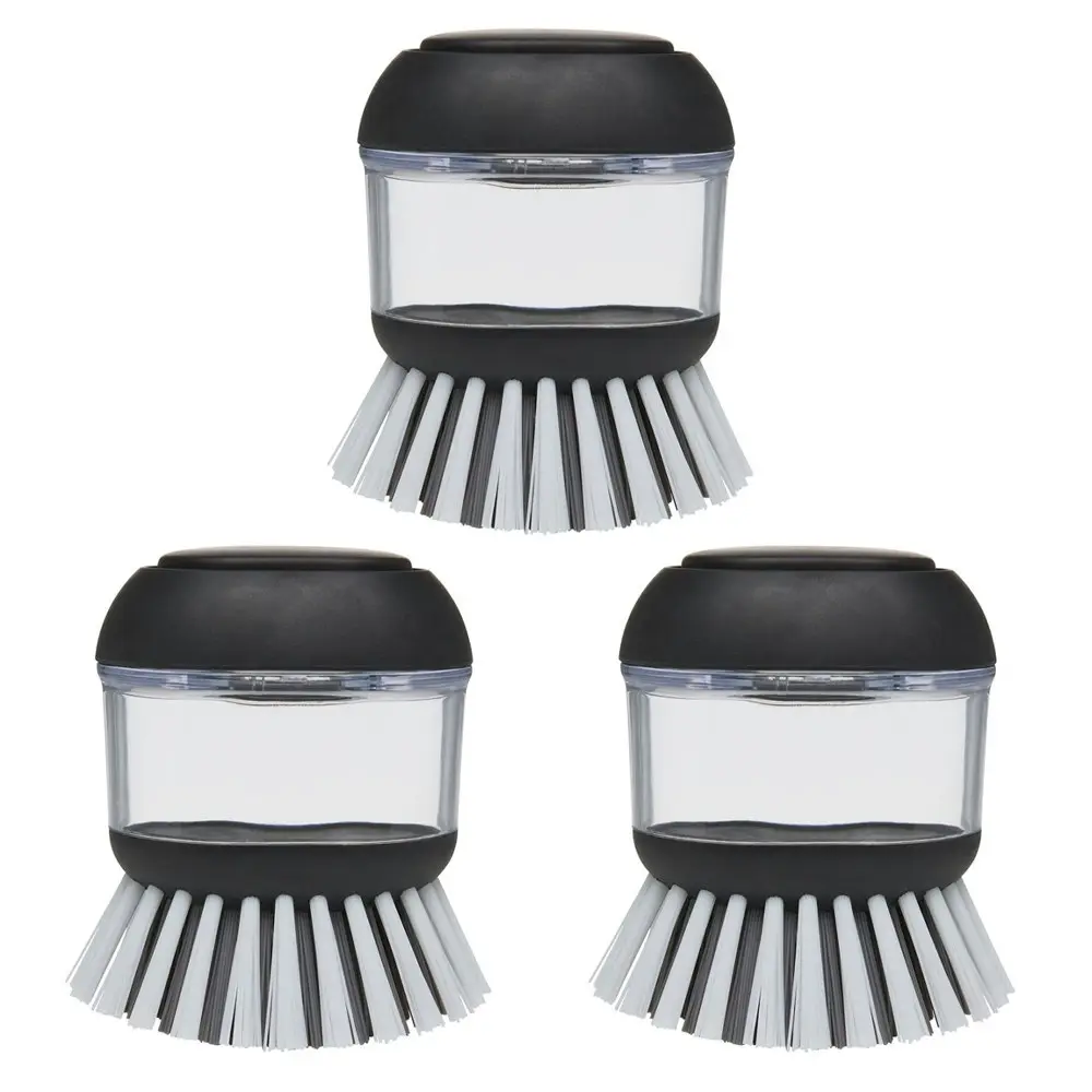 3x KitchenAid Plastic Silicone Soap Dispensing Palm Brush Cleaner 9cm Black