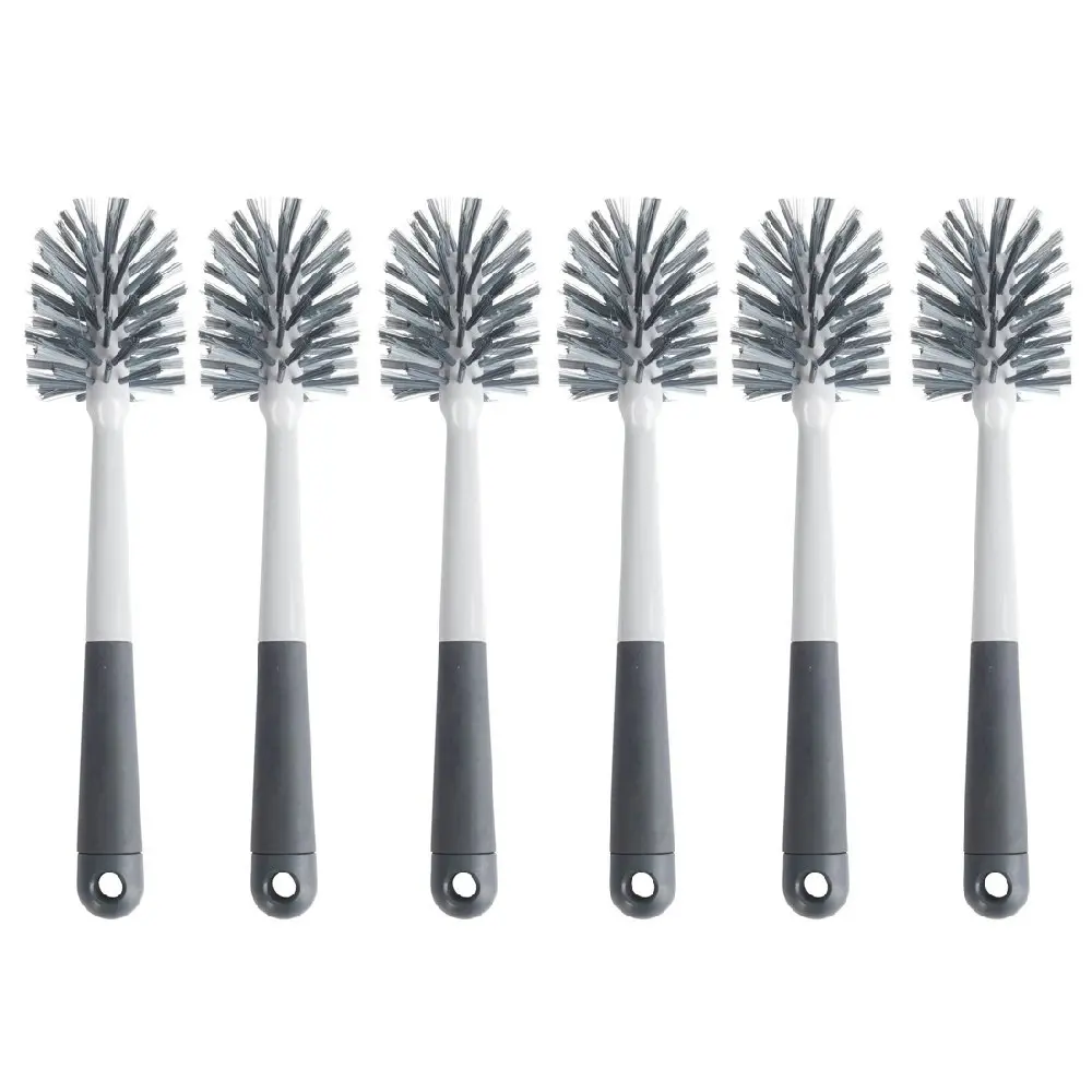 6x MasterCraft Long-Handle Bottle Brush Dishwashing Kitchen Cleaner 32cm Grey