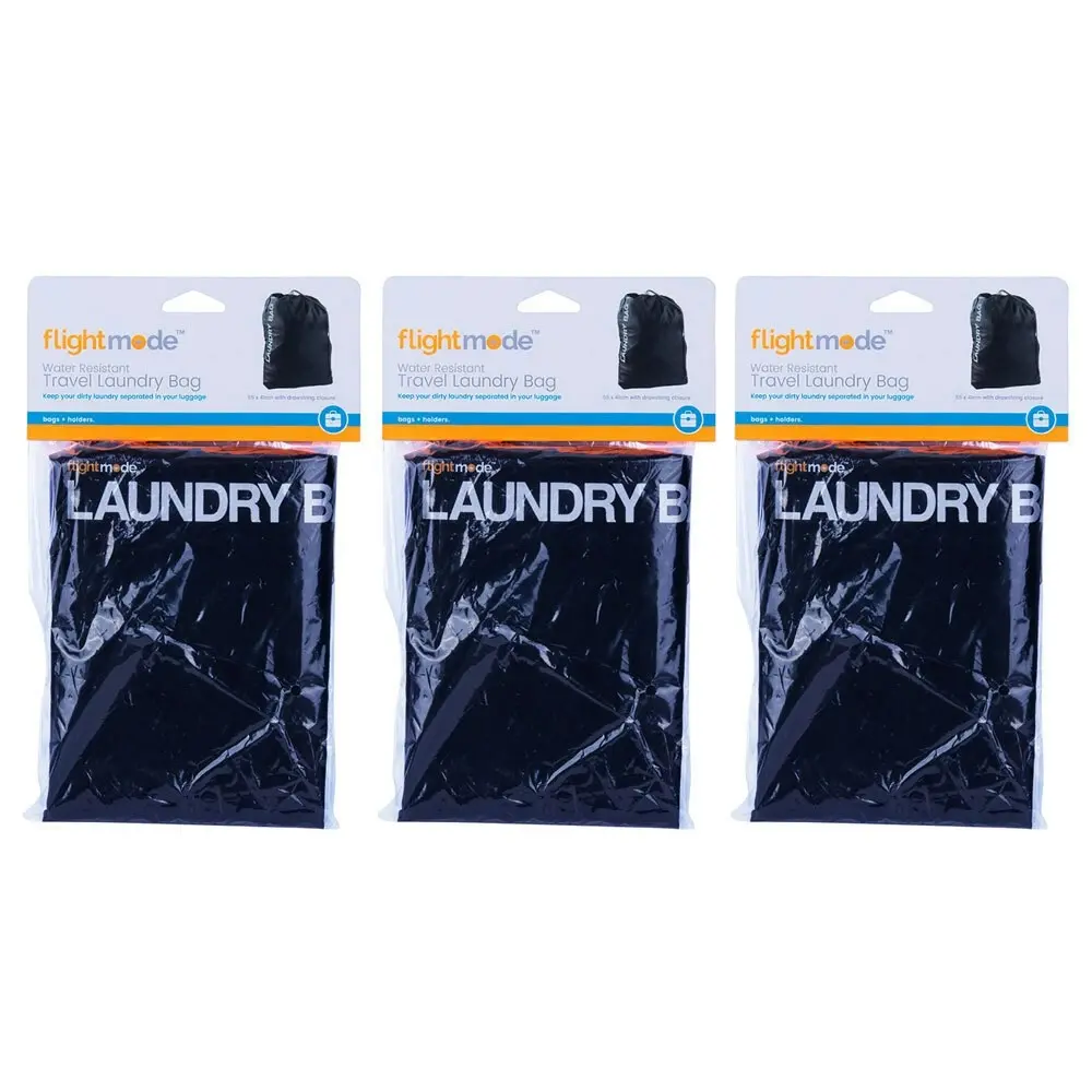 3PK Flight Mode Travel Laundry Bag Gym/Sport Water Resistant Pouch Storage Black