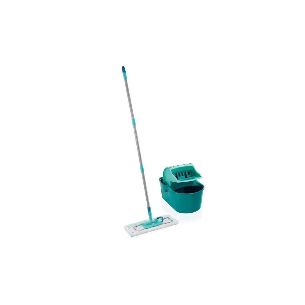 2pc Leifheit Profi Compact Floor Wiper Mop & Press Bucket Cleaner Set Green