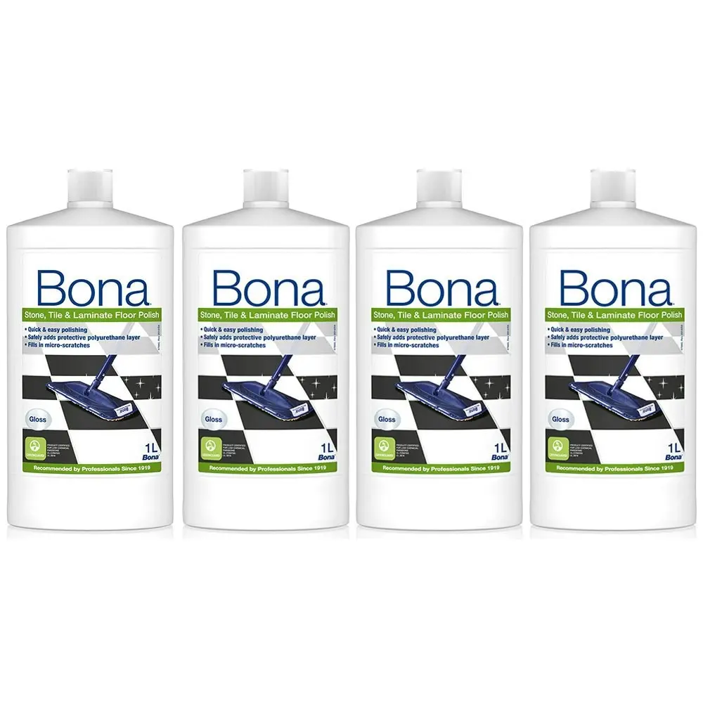 4PK Bona 1L Stone Tile & Laminate Polish Protective Floor Polisher Gloss Finish