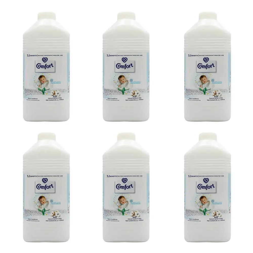 6x Comfort Fabric Conditioner Pure Natural Gentle Mild Hypoallergenic Care 2L