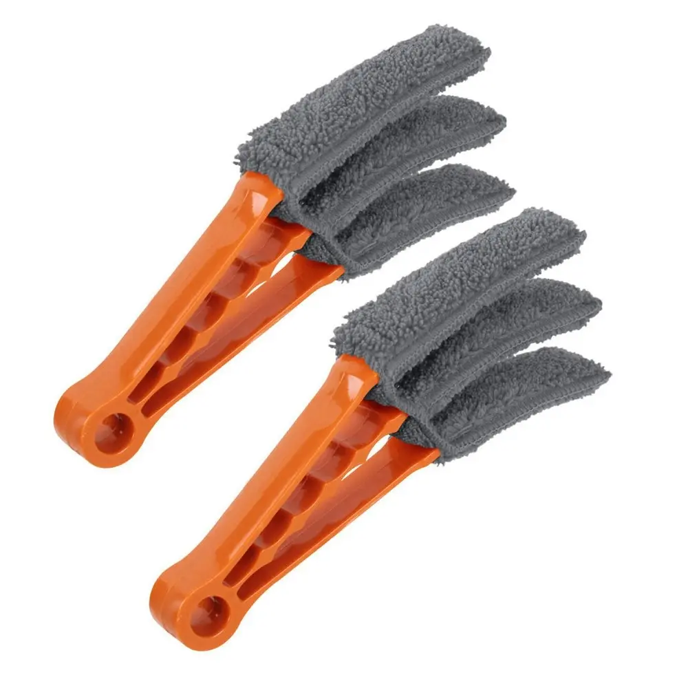 2x White Magic 12cm Mini Handheld Venetian Blind Duster Dirt Cleaner Orange/Grey