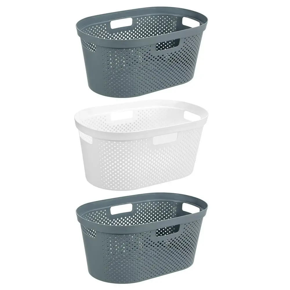 3x Boxsweden Hudson 40L Laundry Basket Storage Clothes Hamper Organiser Assorted