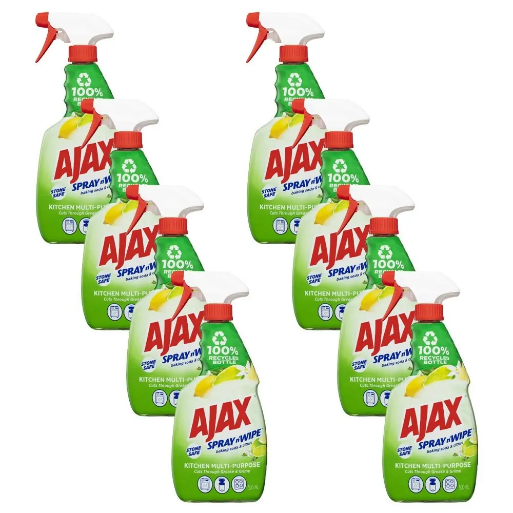 8x Ajax Spray N Wipe Trigger Multi-Purpose Spray Baking Soda & Citrus 500ml