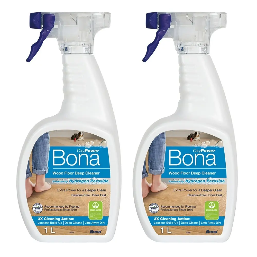 2x Bona 1L Wood Floor Deep Surface Clean Residue Free Spray w/Hydrogen Peroxide