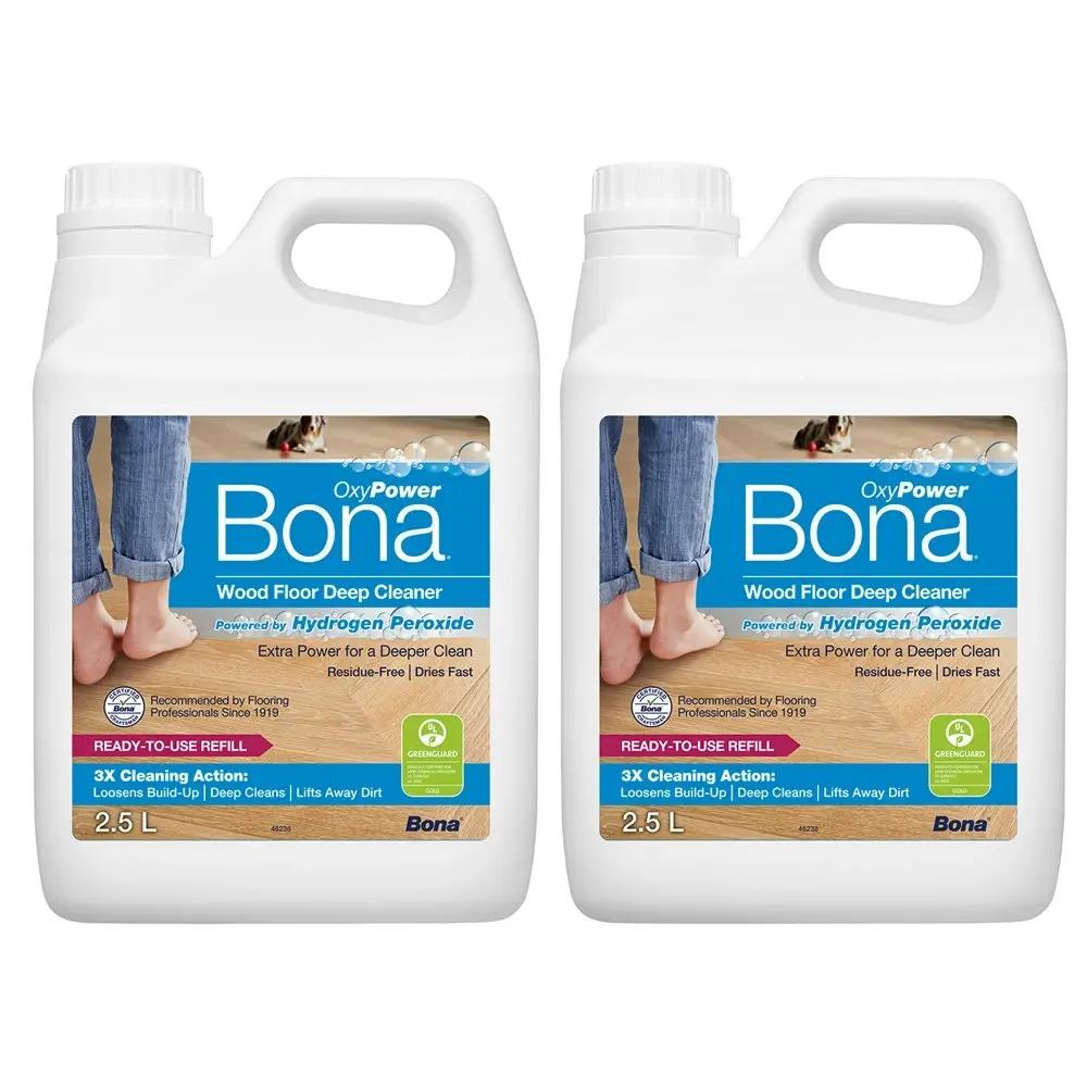 2x Bona 2.5L Wooden Floor Residue Free Deep Surface Cleaner w/Hydrogen Peroxide