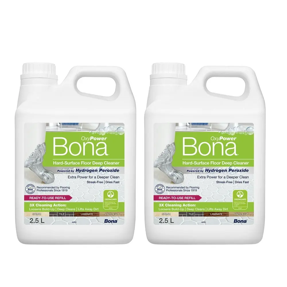 2x Bona 2.5L Hard Floor/Laminate Streak Free Deep Cleaner w/Hydrogen Peroxide