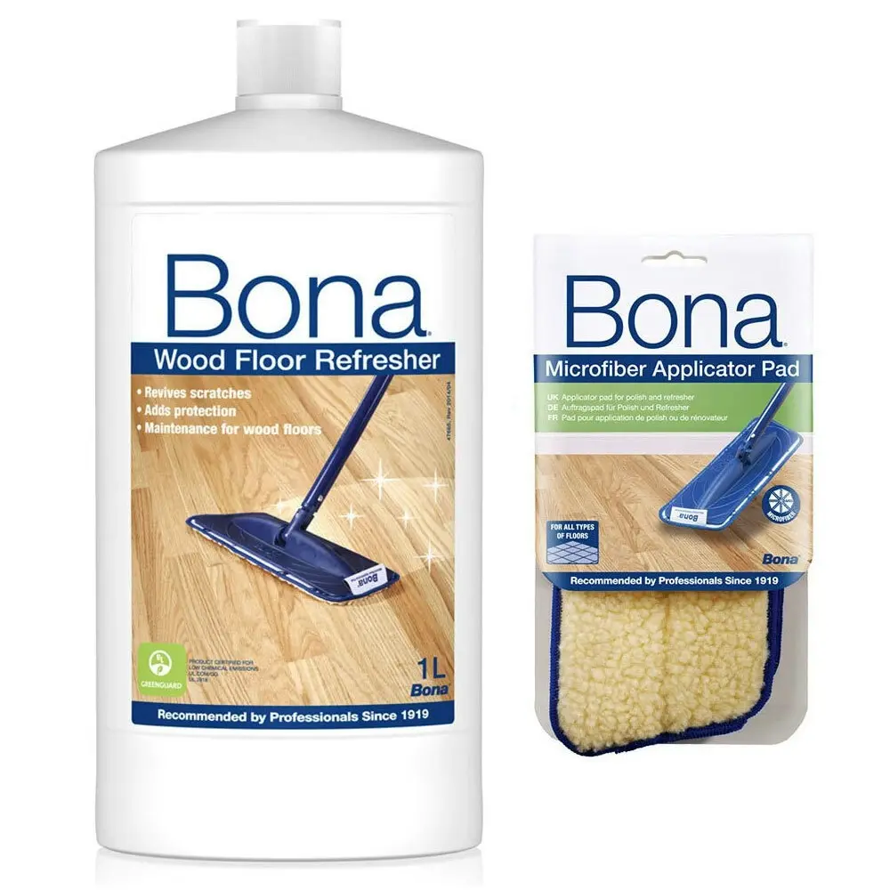 Bona Wood Floor Refresher for Wooden Floors w/ Microfibre Applicator Pad for Mop