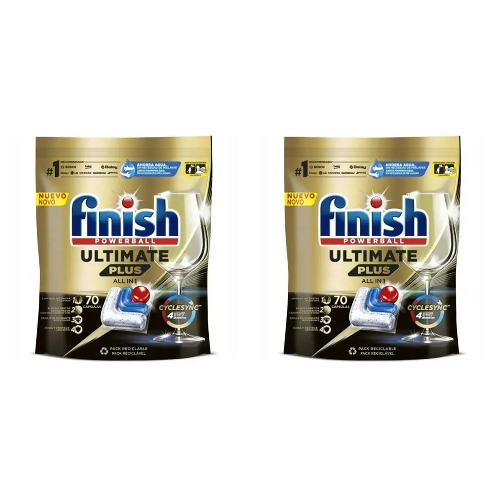 2x 70pc Finish Powerball Ultimate Plus Dishwashing Cleaning  Tablets/Capsules