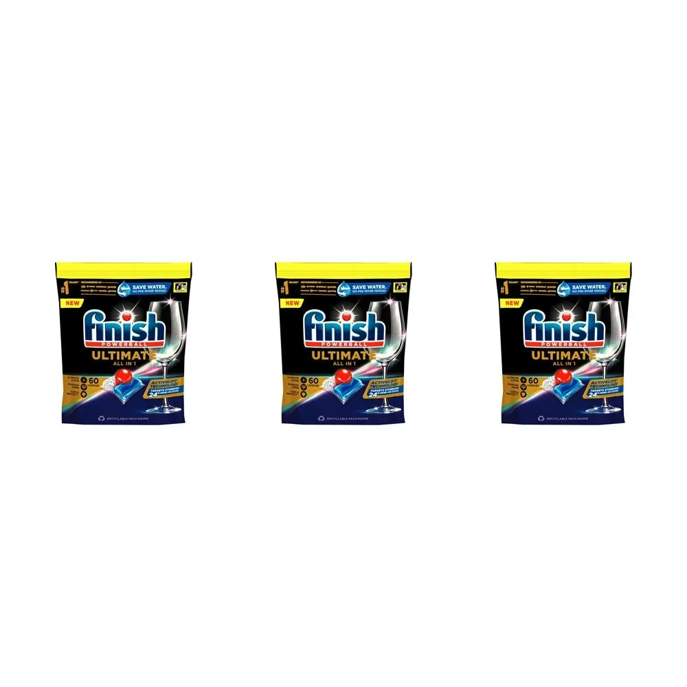 3x Finish Powerball Ultimate All-In-1 Dishwasher Capsules/Tablets