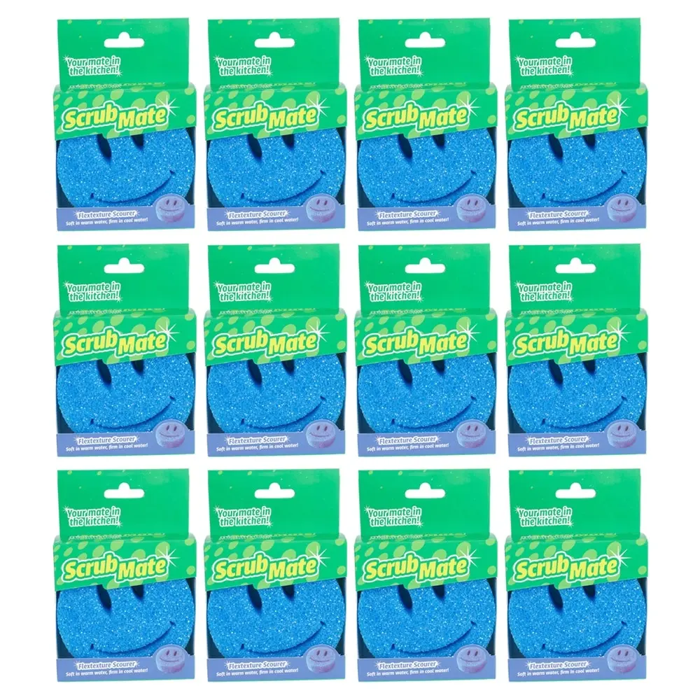 12x Ultimo Dish Scourer Dad Face Design Cleaning Quality Kitchen Scrubber 10cm