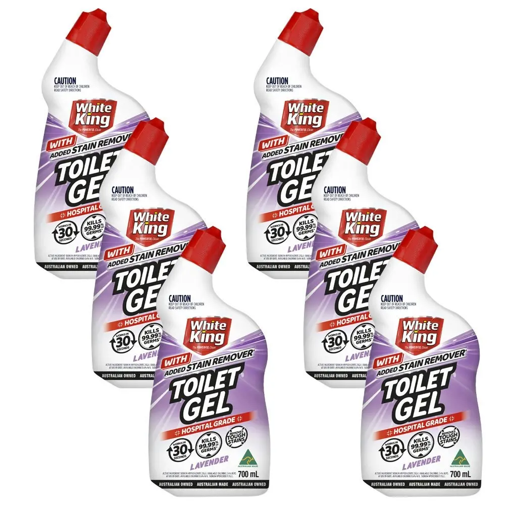 6x White King Bathroom Toilet Gel With Stain Remover Cleaner Lavender 700ml