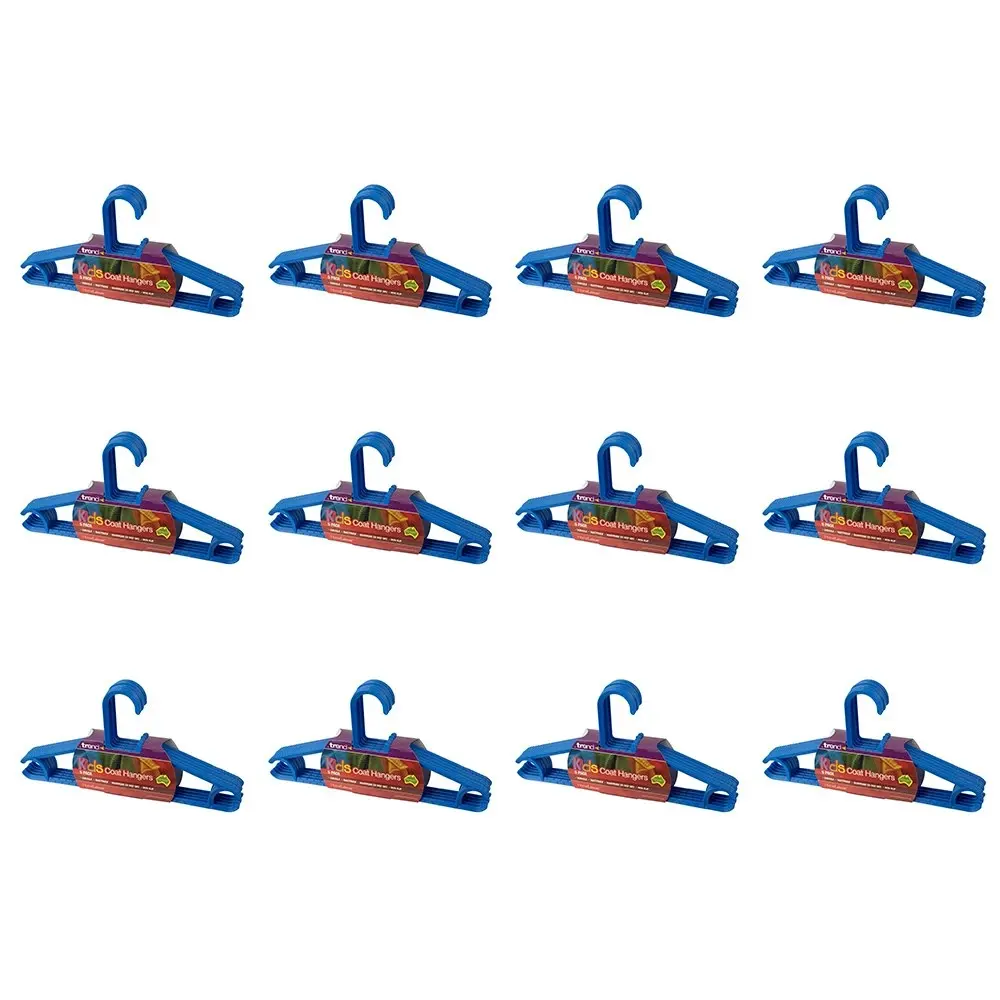 12x 5pc Homeleisure Kids Clothes Coat Hanger Clothing Hanging/Holder Blue