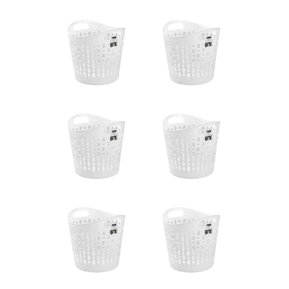 6x 2pc Boxsweden 32L Flexible Laundry Carry Basket Clothes Humper 40x40cm Asstd