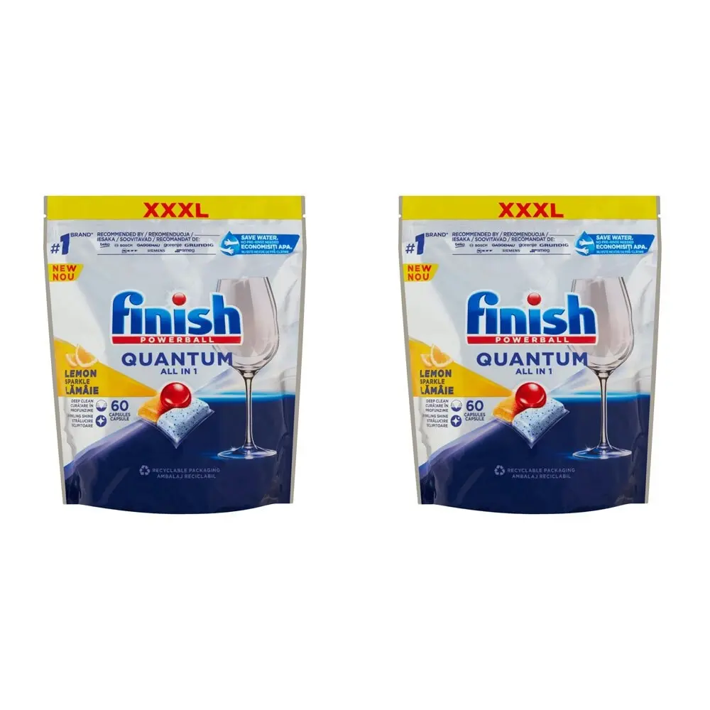 2x 60pc Finish Powerball Quantum All-in-1 Dishwashing Tablets Cleaning  Lemon