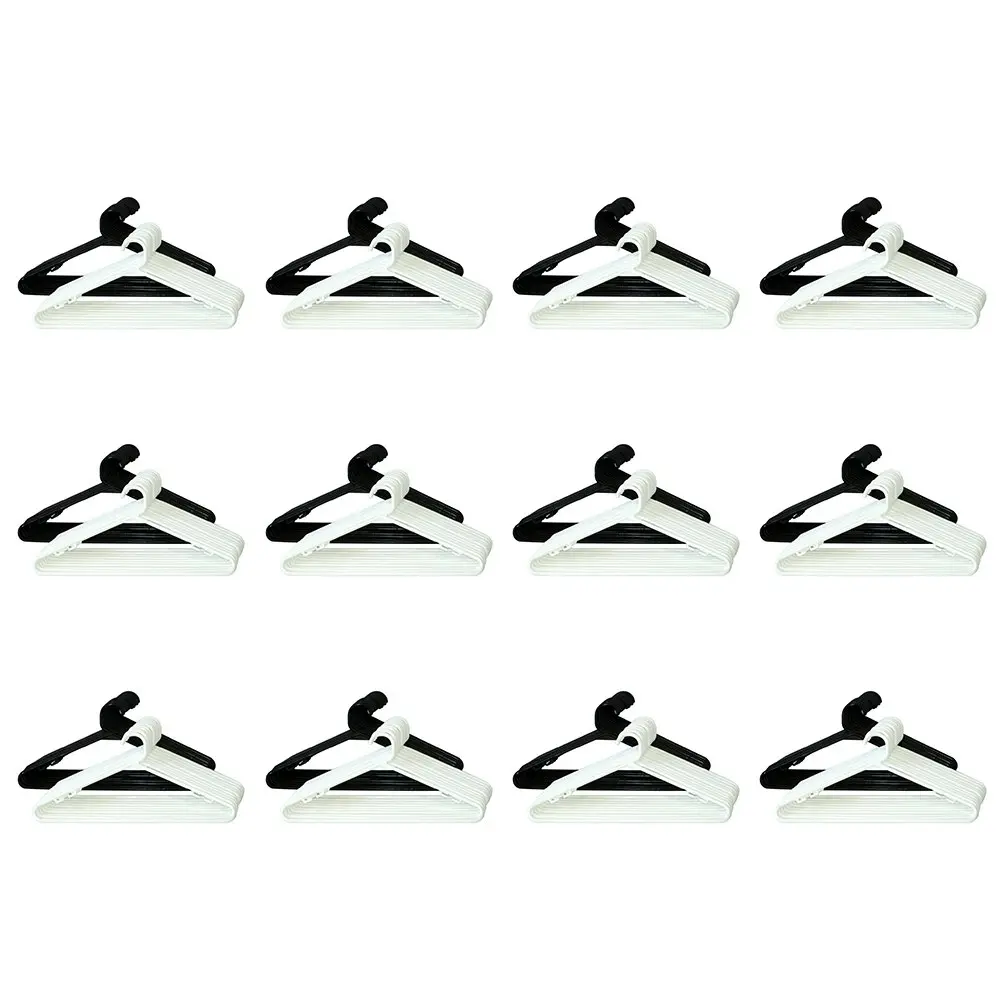 12x 10pc Homeleisure Plastic Coat Clothes Hangers Clothing Hanging/Holder Assort