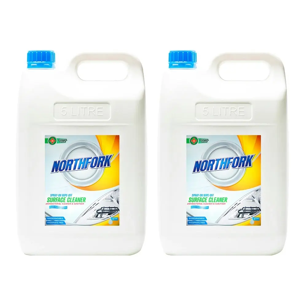 2x Northfork 5L Surface Disinfectant Liquid Cleaner Benchtop/Kitchen Table