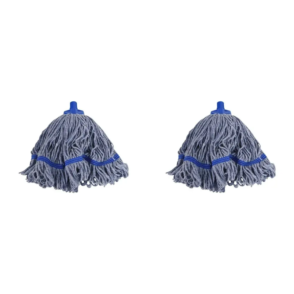 2x SYR Syrtex 43cm Colour Yarn Home/Office Floor Cleaning Mop Head Midi Blue