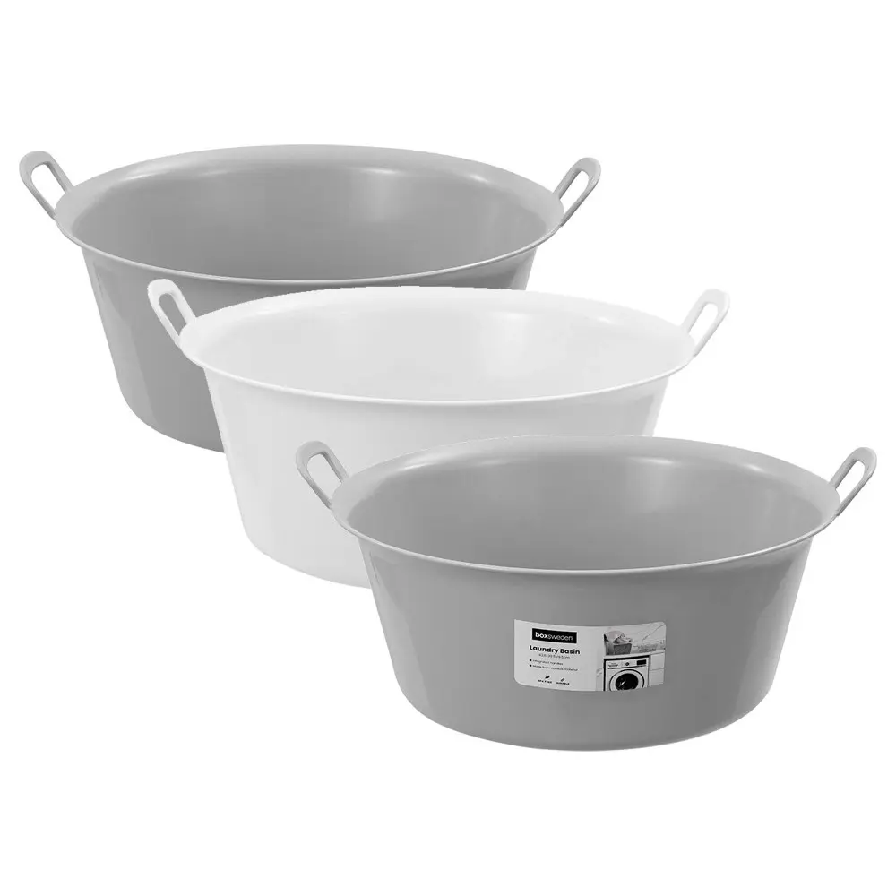 3x Boxsweden 43.5x19.5cm Laundry Basin Bucket Clothes Storage w/ Handles Asstd