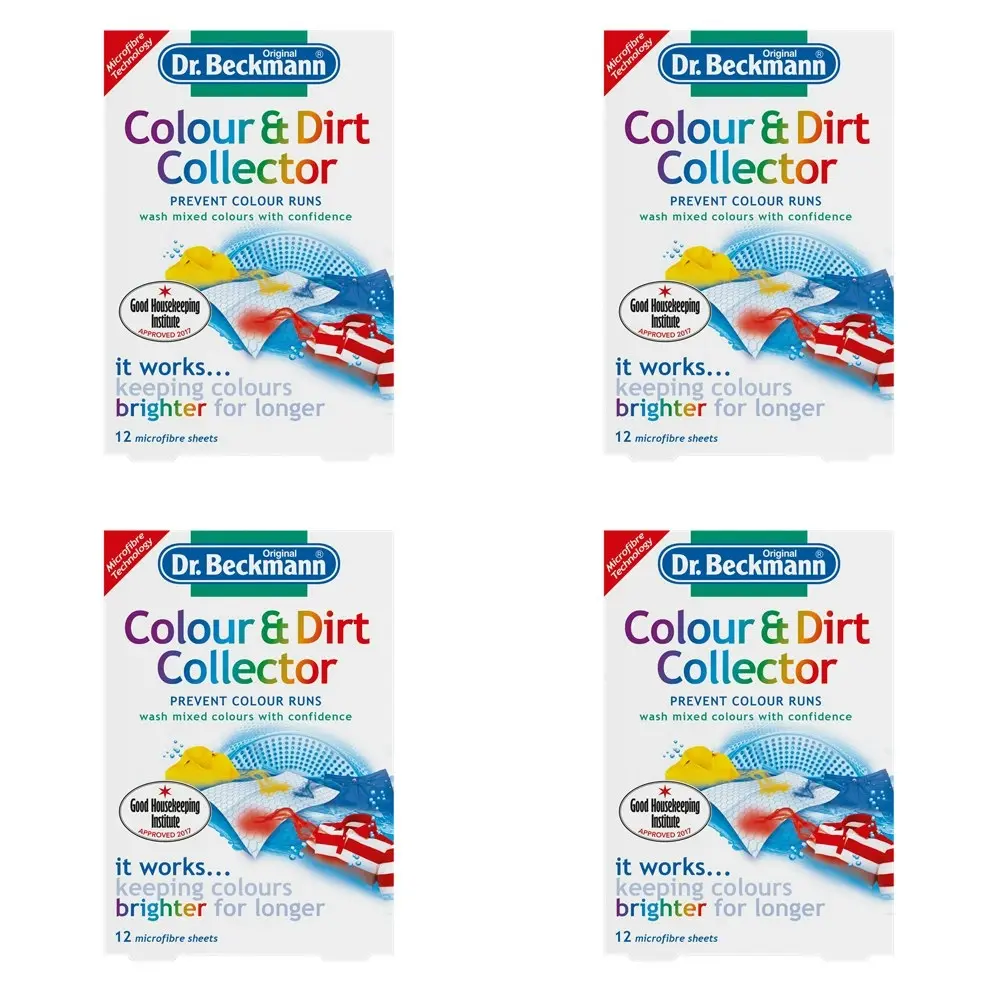 4x 12pc Dr Beckmann Colour & Dirt Collector Protection Clothes Laundry Sheet