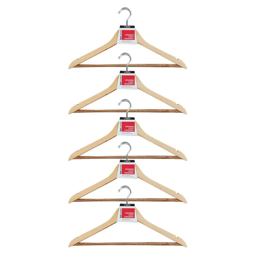 20pc Boxsweden 44.5cm Wooden Hanger/Wardrobe Organiser for Dress/Clothes/Shirt