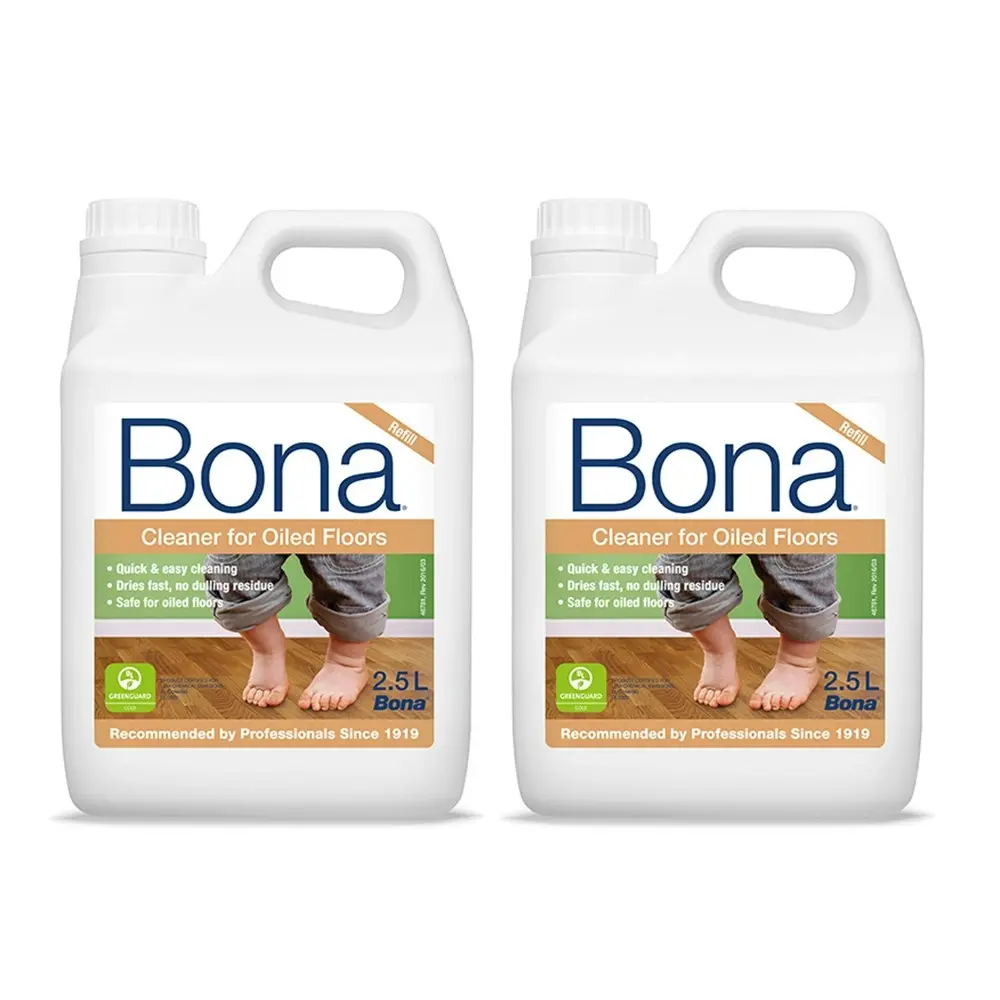 2x Bona 2.5L Cleaner/Nourisher Liquid Refill for Oiled Wooden Floors/Maintenance