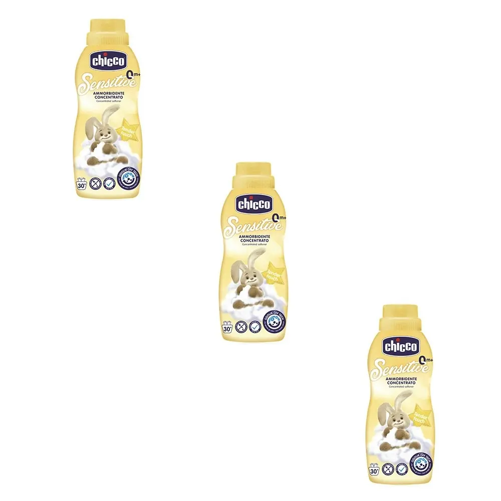 3x Chicco Nursing Sensitive 750ml Concentrated Fabric Softener Tender Touch