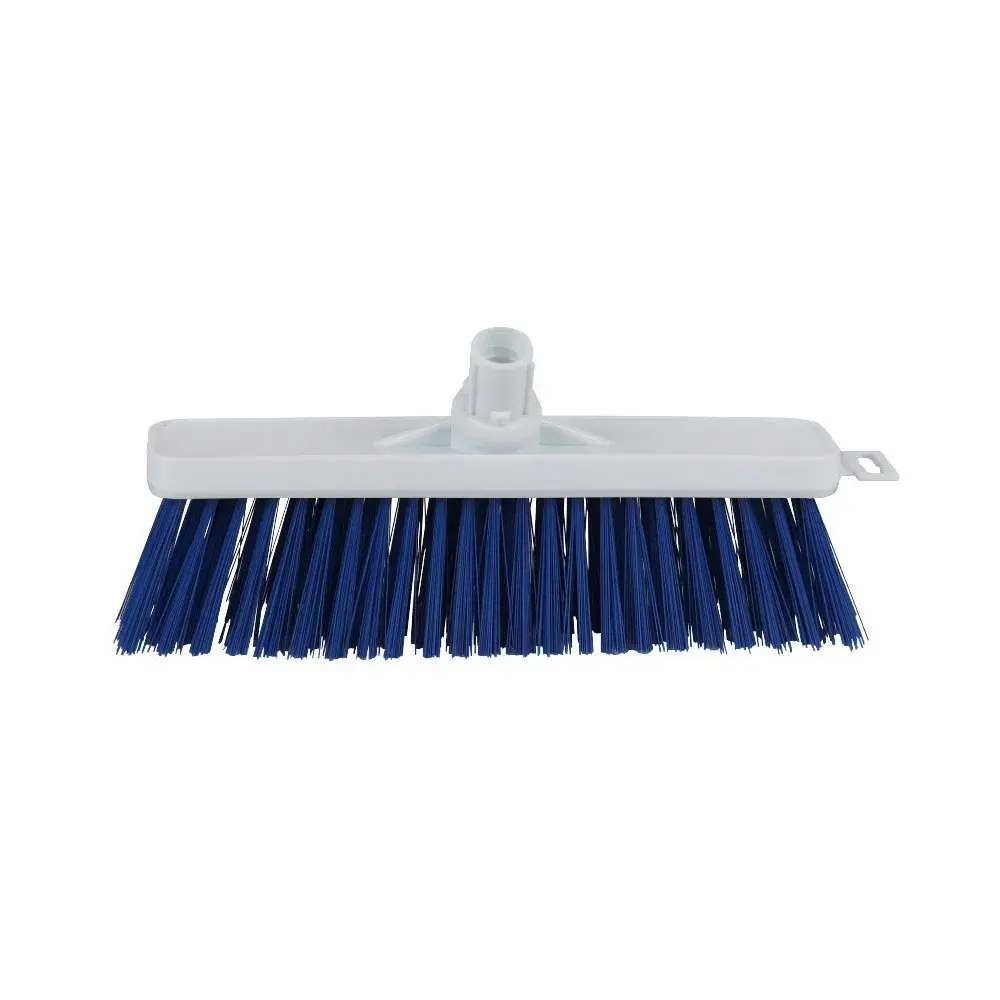 SYR Hard Push Nylon Bristles Broom 30cm Head Floor Yard Cleaner/Sweeper Blue