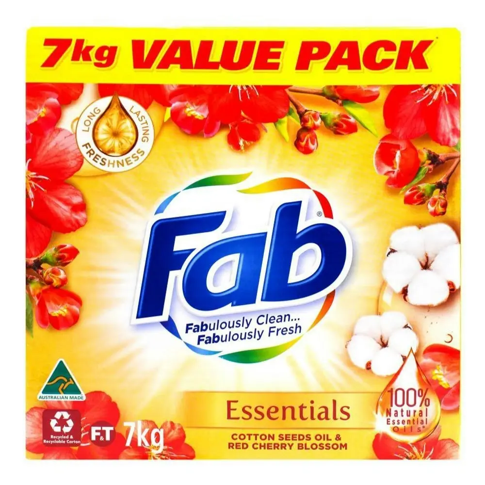 fab Laundry Powder Essentials Cotton Seeds Oil & Red Cherry Blossoms 7kg