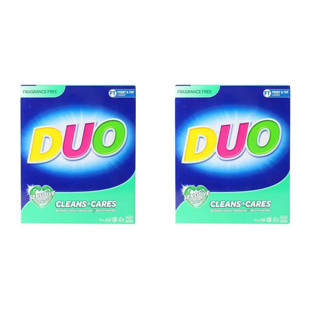 2x Duo Fragrance-Free Laundry Powder Sensitive Skin Hypoallergenic Formula 5kg