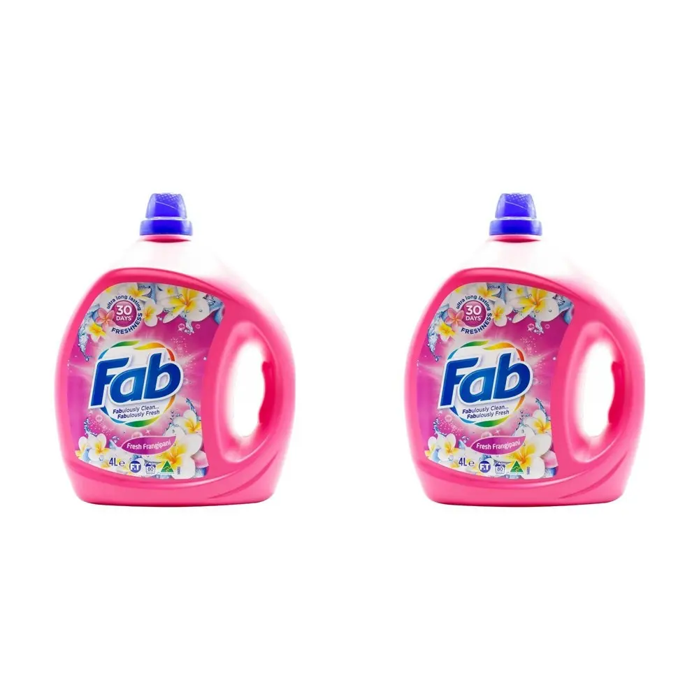 2x fab Laundry Liquid Front & Top Loader Fresh Frangipani Cleans Expertly 4L