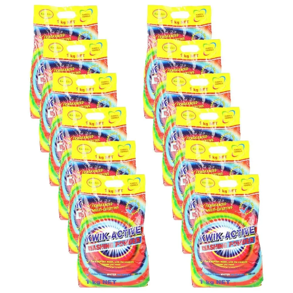 12x Kwik Active Washing Powder Stain Removal Deep Clean Formula Fresh Scent 1kg