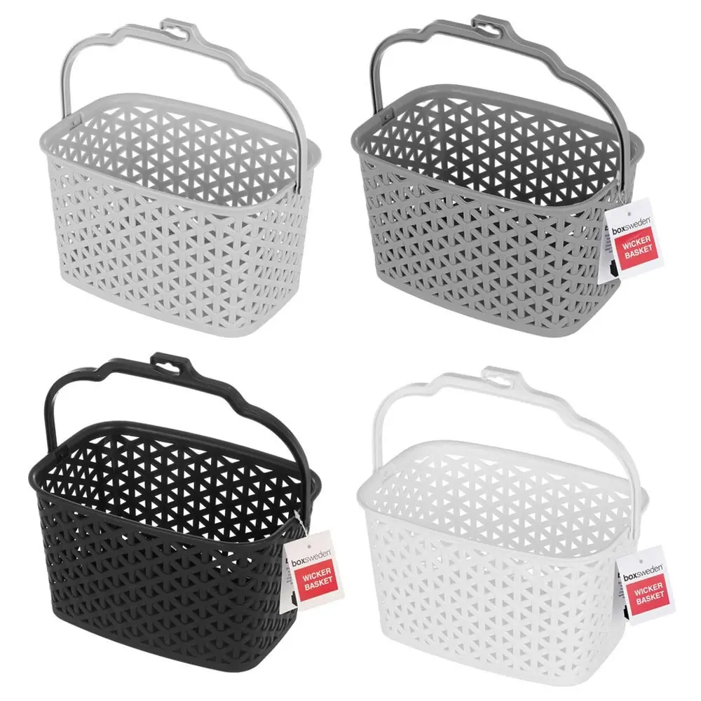 4x Boxsweden Wicker Design Peg Basket Storage Holder/Organiser w/ Hook Assorted