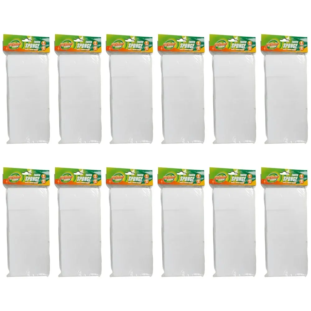 12x 4pc Ultimo Eraser Sponge Cleaning Multi-Surface Kitchen & Bathroom 11.5cm