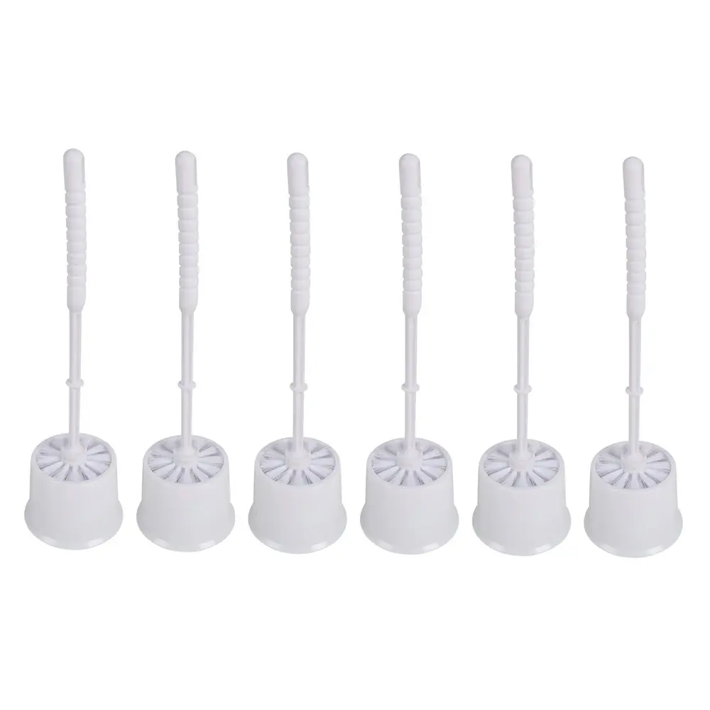 6x 2pc Ultimo Toilet Brush Set Round Bristle Cleaning Brush for Bathroom 34cm